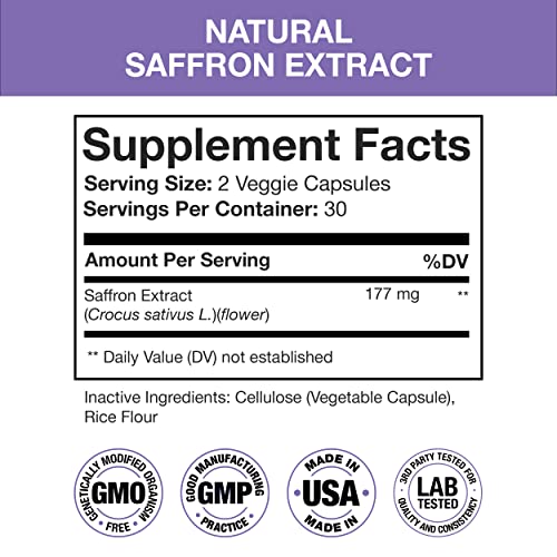 Nutra Simple Saffron Supplements 177mg, Pure Saffron Extract, Made in USA, Natural Nutra SimpleUS supplements