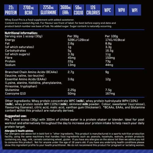 Out Angled Whey Excel Pro Whey Protein Powder Vanilla Flavour, 2kg, 66 Servings, High Protein Powder OUT ANGLEDAu supplements