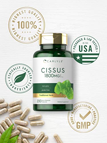 Carlyle Cissus Quadrangularis 1800mg | 200 Capsules | Traditional Herb Extract CarlyleUS supplements