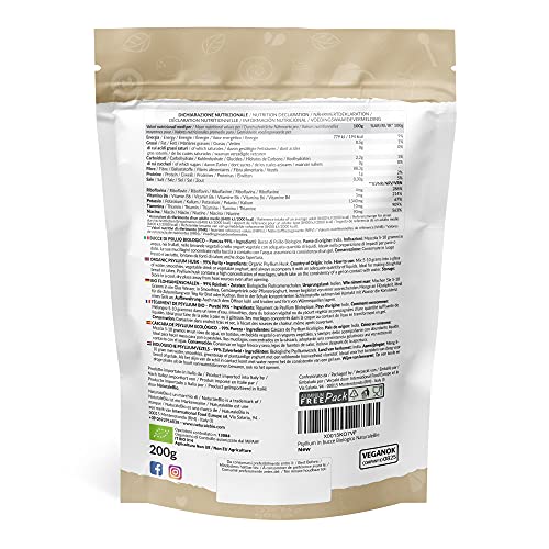 Organic Psyllium Husk - 99% Purity - 200g. Pure & Natural Psyllium Seed Husks NaturaleBioUS supplements