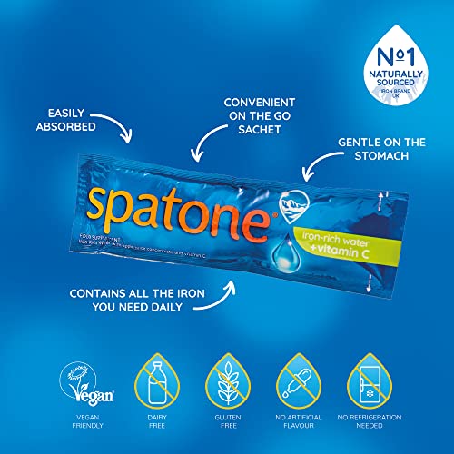 Spatone Natural Liquid Iron Supplement, Apple Flavour With Vitamin C (28 Sachets) SpatoneUS supplements