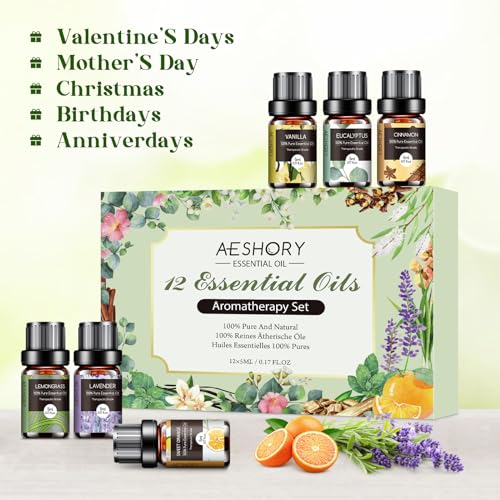 Essential Oils Set - 12 Pcs Aromatherapy Essential Oil Kit for Diffuser, Humidifier, Aromatherapy, Massage AeshoryAu supplements