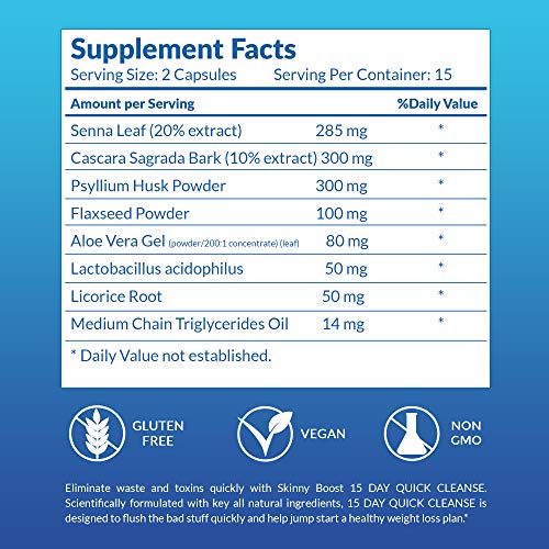 SkinnyBoost Fat Burn & 15 Day Quick Cleanse KIT-Vegan Capsules, Easy to Use: Detox SkinnyBoostUS supplements