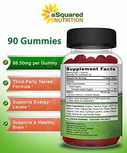 Saffron Gummies - Saffron Extract Supplement - Pure Gummy Supplements Alternative aSquared NutritionUS supplements