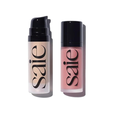 Saie Dewy Glow Duo - Dew Liquid Blush Lady (.40 oz), Mini Glowy Super Gel Warmglow (.5 oz) - Radiant Cheek Tint & Illuminating Primer for a Natural, Lit-From-Within Finish SaieAu supplements