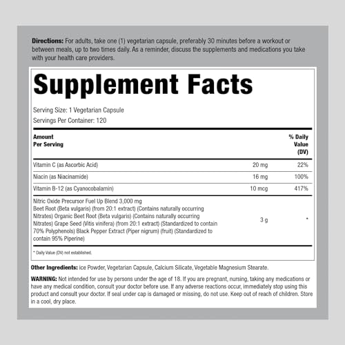 Fitness Labs Nitric Oxide Beet Root Capsules | with Nitrates | 120 Count | Nitric Oxide Fitness LabsAu supplements