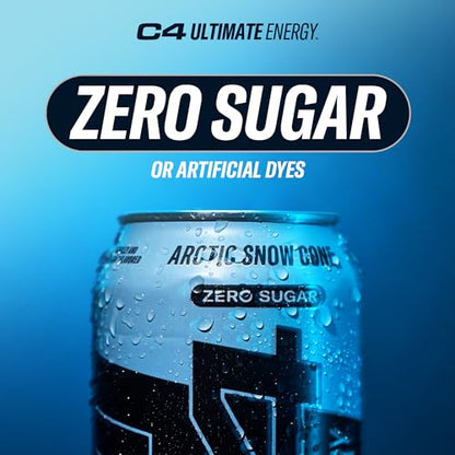 C4 Ultimate Sugar Free Energy Drink 16oz (Pack of 12) | Arctic Snow Cone | Pre Workout CellucorUS supplements