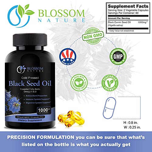 Black Seed Oil Capsules 1000mg - Premium Black Cumin Seed Oil Capsules - Black Seed Blossom NatureUS supplements