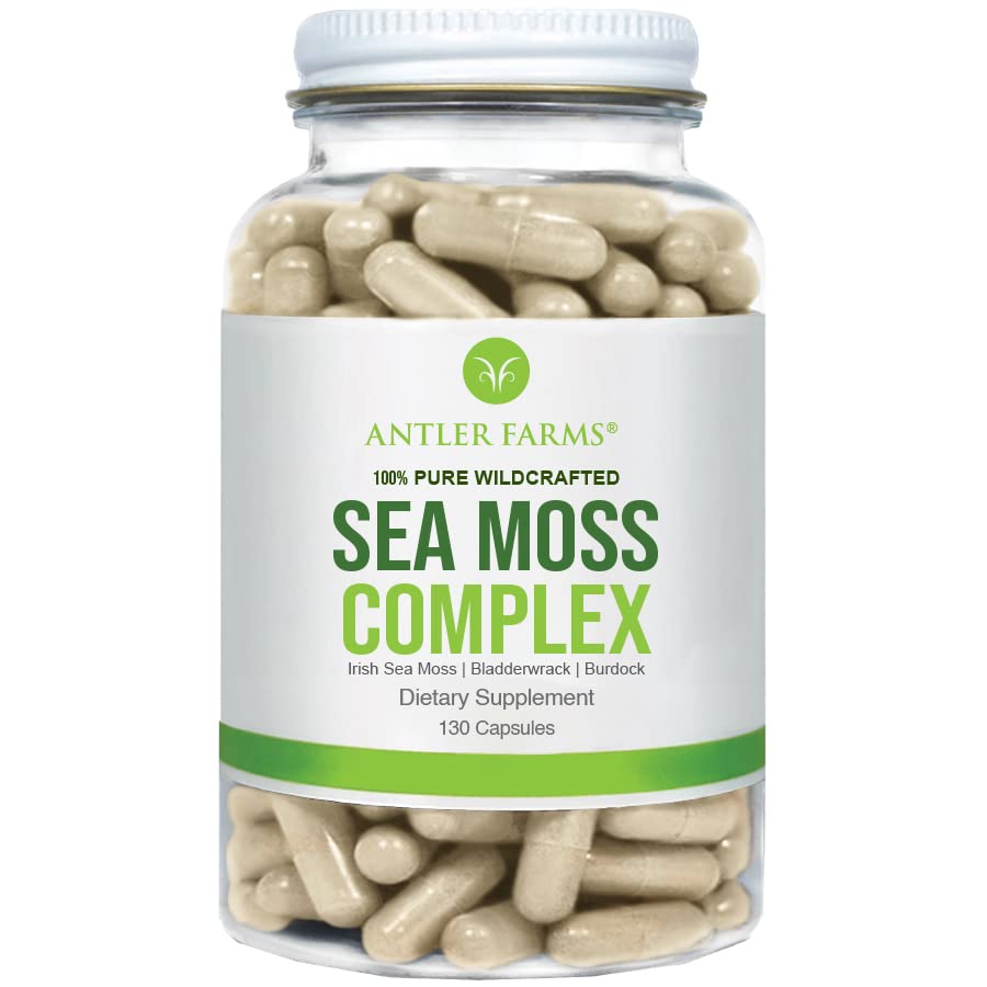 Antler Farms – 100% Pure Sea Moss Complex, 130 Capsules, Organic & Wildcrafted Irish Antler FarmsAu supplements