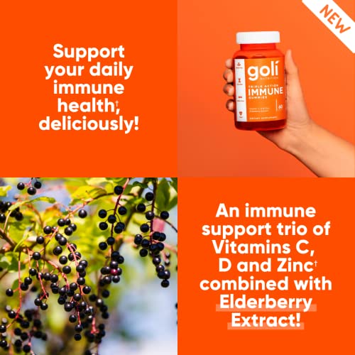 Goli Immune Vitamin Gummy - 60 Count - Elderberry, Vitamin C, D & Zinc, Vegan, Non-GMO GoliUS supplements