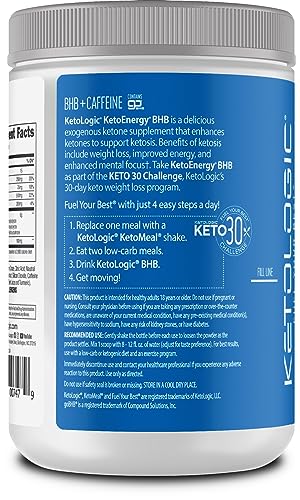 KetoLogic BHB KetoEnergy Exogenous Ketones Powder with Caffeine | Raspberry Lemonade KetologicAu supplements