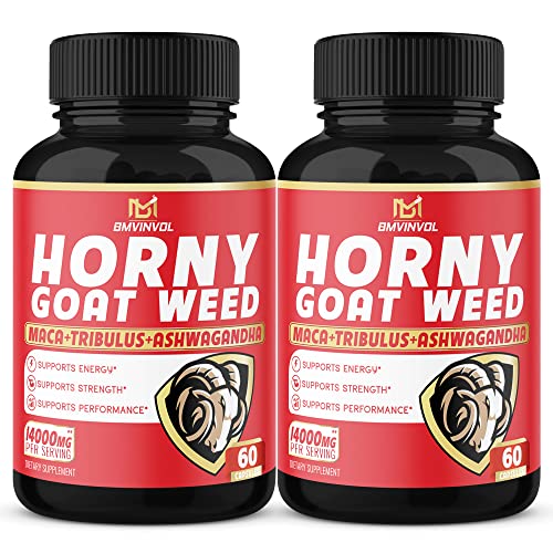 BMVINVOL (2 Packs) Horny Goat Weed Capsules, 14000mg Herbal Equivale BMVINVOLUS supplements