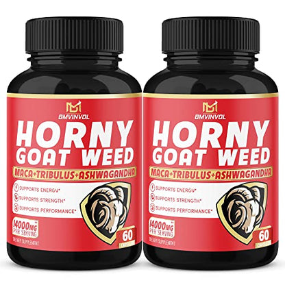 BMVINVOL (2 Packs) Horny Goat Weed Capsules, 14000mg Herbal Equivale BMVINVOLUS supplements