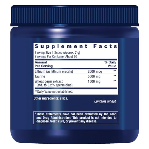Life Extension Healthy Aging Powder, Healthy Aging Supplement, Heart Health, Brain Health, Exercise Performance, Taurine, Lithium, spermidine, Powder Blend, Non-GMO, Vegetarian, 30 Servings Life ExtensionAu supplements