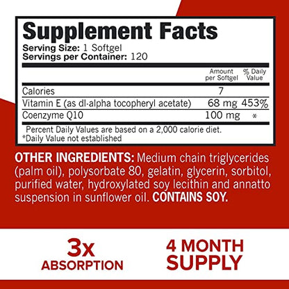 Qunol CoQ10 100mg Softgels, Ultra CoQ10 100mg, 3x Better Absorption, Antioxidant QunolUS supplements