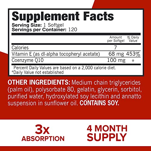 Qunol CoQ10 100mg Softgels, Ultra CoQ10 100mg, 3x Better Absorption, Antioxidant QunolUS supplements