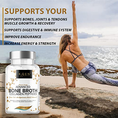 Pure Bone Broth Collagen Supplement Capsules Grass Fed Advanced Blend of Multi Collagen K GEN rejuvenation nutritionUS supplements