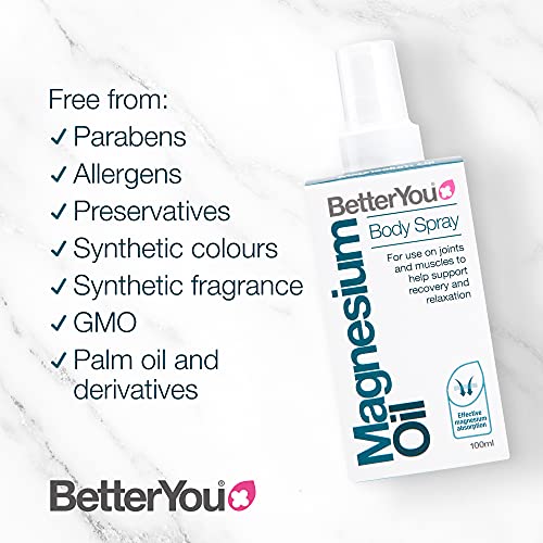 BetterYou Magnesium Oil Body Spray, Pure and Natural Source of Magnesium Chloride BetterYouUS supplements