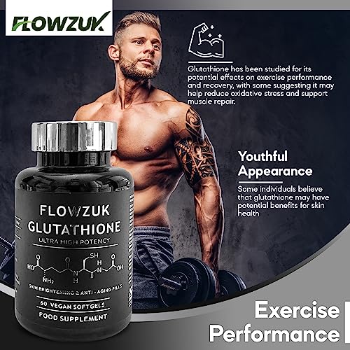 Glutathione Supplements Ultra High Strength 60 Easy to Swallow softgels with Added Vitamin C and Collagen FLOWZUKAu supplements
