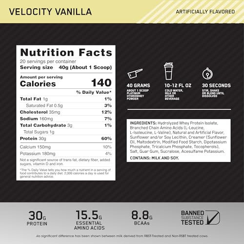 Optimum Nutrition Platinum Hydrowhey Protein Powder, 100% Hydrolyzed Whey Protein Optimum NutritionUS supplements