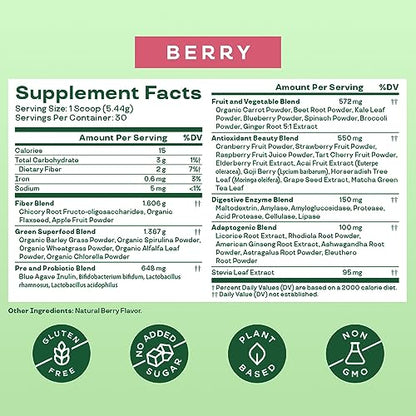 Bloom Nutrition Super Greens Powder Smoothie & Juice Mix (Berry) Bloom NutritionUS supplements