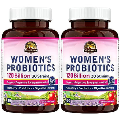 VITALITOWN Women's Probiotics 120 Billion CFUs 1 Daily, 30 Strains, with Prebiotics VITALITOWNUS supplements