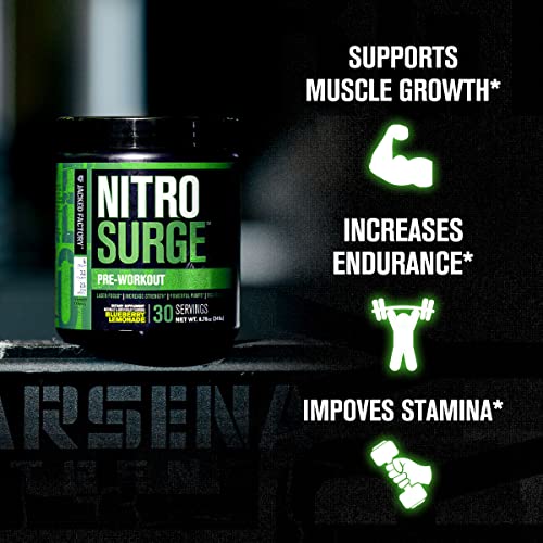 Nitrosurge Pre-Workout & Creatine Monohydrate - Pre Workout Powder With Creatine Jacked FactoryUS supplements