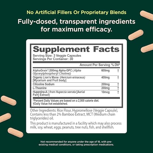 The Genius Brand Mood + Focus Nootropic – 400mg Organic Lion’s Mane, Alpha GPC & Citicoline – Memory & Focus Supplement – 30 Servings The Genius BrandUS supplements