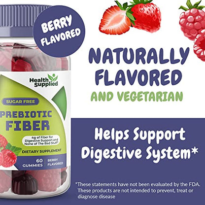 Fiber Prebiotic Gummies Sugar Free, Keto Friendly 2 Pack | Gut Cleansing, Digestive Health Health SuppliedUS supplements