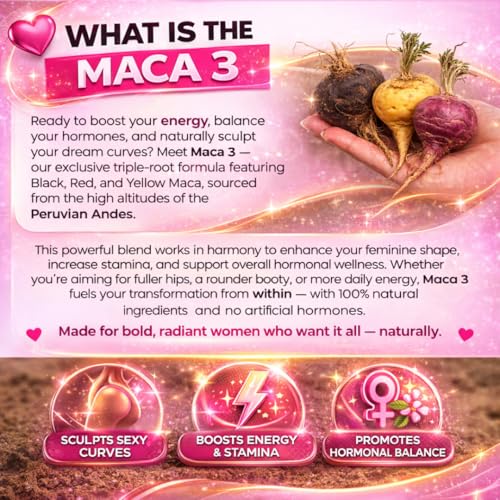 Maca 3 Capsules – Black, Red & Yellow Maca Root Blend – Feminine Balance & Natural Body Support – Herbal Formula Curvy FruitAu supplements