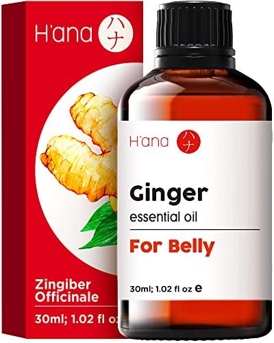 H’ana Pure Ginger Oil for Belly Fat & Pain - 100% Natural Therapeutic Grade Ginger Essentia H'anaUS supplements