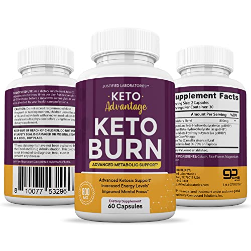 (2 Pack) Keto Advantage Keto Burn Pills Includes Apple Cider Vinegar goBHB Exogenous Justified LaboratoriesUS supplements