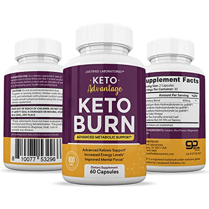 (2 Pack) Keto Advantage Keto Burn Pills Includes Apple Cider Vinegar goBHB Exogenous Justified LaboratoriesUS supplements