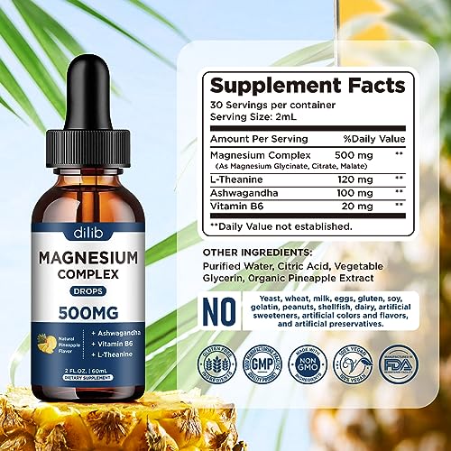Triple Magnesium Complex Supplement-Magnesium Glycinate, Citrate, Malate Liquid Drops dilibUS supplements