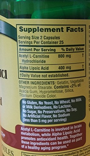 Spring Valley - Acetyl L-Carnitine 800mg Plus Alpha Lipoic Acid 400mg, 50 Capsules Heath SecretAu supplements