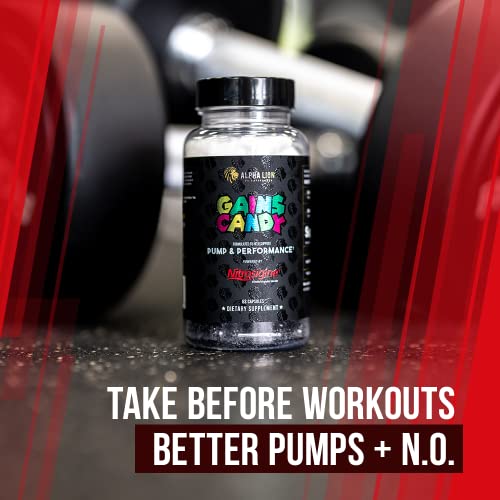 ALPHA LION Gains Candy, Supplement Pills for Muscle Pump & Blood Flow, Nitric Oxide ALPHA LIONAu supplements