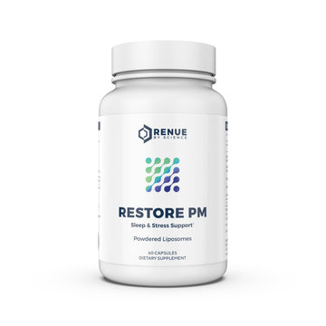 Renue By Science Restore PM | Liposomal Melatonin GABA Supplements | 60 Capsules with Melatonin (3.5mg) 5HTP (100mg) Glutathione (65mg) Apigenin (75mg) GABA (150mg) - Non-GMO | Made in The USA Renue By ScienceUS supplements