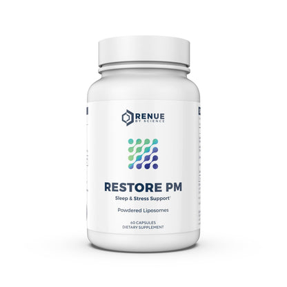 Renue By Science Restore PM | Liposomal Melatonin GABA Supplements | 60 Capsules with Melatonin (3.5mg) 5HTP (100mg) Glutathione (65mg) Apigenin (75mg) GABA (150mg) - Non-GMO | Made in The USA Renue By ScienceUS supplements