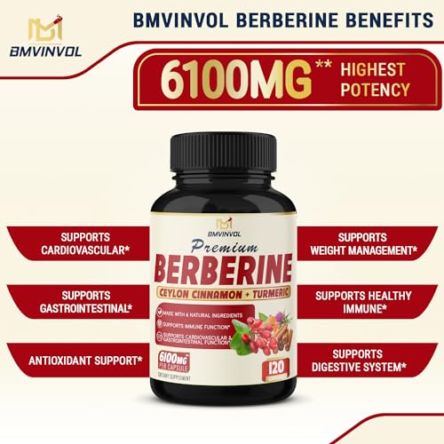 BMVINVOL Premium Berberine HCl 6-in1 Equivalent 6100mg - 120 Capsules - Plus Ceylon BMVINVOLAu supplements