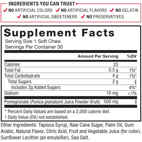 Force Factor Pomegranate Soft Chews for Healthy Aging, Heart Health, Bone Health Force FactorAu supplements