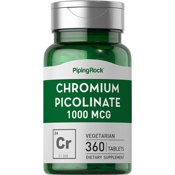 Chromium Picolinate 1000 mcg | 360 Tablets | Chromium Supplement | Vegetarian, Non-GMO Piping RockUS supplements