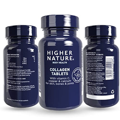 Higher Nature - Collagen Tablets - Hydrolysed Marine Collagen - Vitamin C - Calcium for Bone Support HIGHER NATUREUS supplements