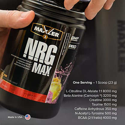 Maxler NRG MAX Pre Workout Powder with Taurine, L Citrulline Malate, Beta Alanine Creatine MaxlerUS supplements
