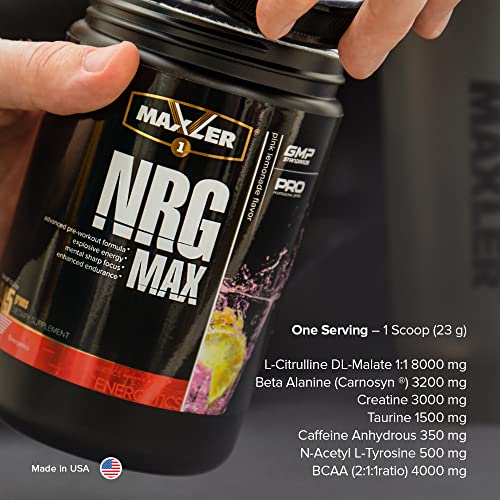 Maxler NRG MAX Pre Workout Powder with Taurine, L Citrulline Malate, Beta Alanine Creatine MaxlerAu supplements