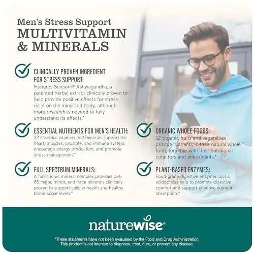 NatureWise Multivitamin for Men + Stress Support + Fulvic Ionic Minerals + Probiotics for Immunity, Male Health NatureWiseAu supplements