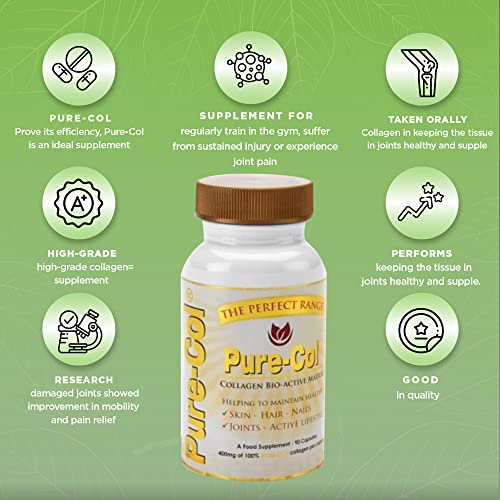 Pure-COL Collagen 90 Capsules 400mg Bio-Active Matrix High Strength Collagen Tablets The Perfect RangeAu supplements