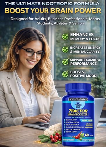 Brain Supplements for Memory & Focus - Nootropic Brain Health - Cognitive Performance, Clarity, Energy, Mental Vigor, Shilajit - Alpha Choline, Lion's Mane, Bacopa, 18 Premium Ingredients SCIENCE FORCEAu supplements