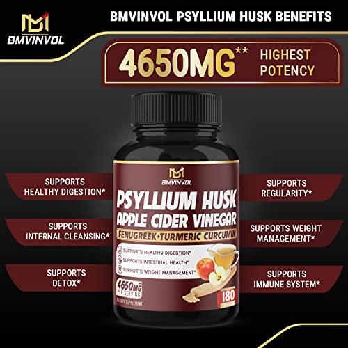 BMVINVOL Psyllium Husk Fiber Supplement 4650mg - Apple Cider Vinegar, Fenugreek BMVINVOLUS supplements
