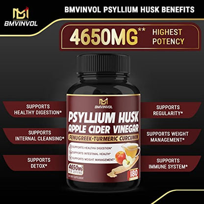 BMVINVOL Psyllium Husk Fiber Supplement 4650mg - Apple Cider Vinegar, Fenugreek BMVINVOLUS supplements