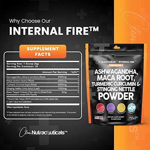 4in1 Ashwagandha Maca Root Powder Supplement with Turmeric Stinging Clean NutraceuticalsUS supplements